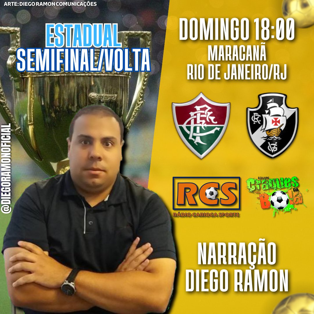 Neste domingo, estarei contando a história de mais um #ClássicoDosGigantes. #Fluminense x #Vasco, pela Volta da Semifinal do #CampeonatoCarioca.

18:00, pela Rádio Carioca Sports. Não perca!

cariocanoticias.com

youtube.com/@radiocariocas…