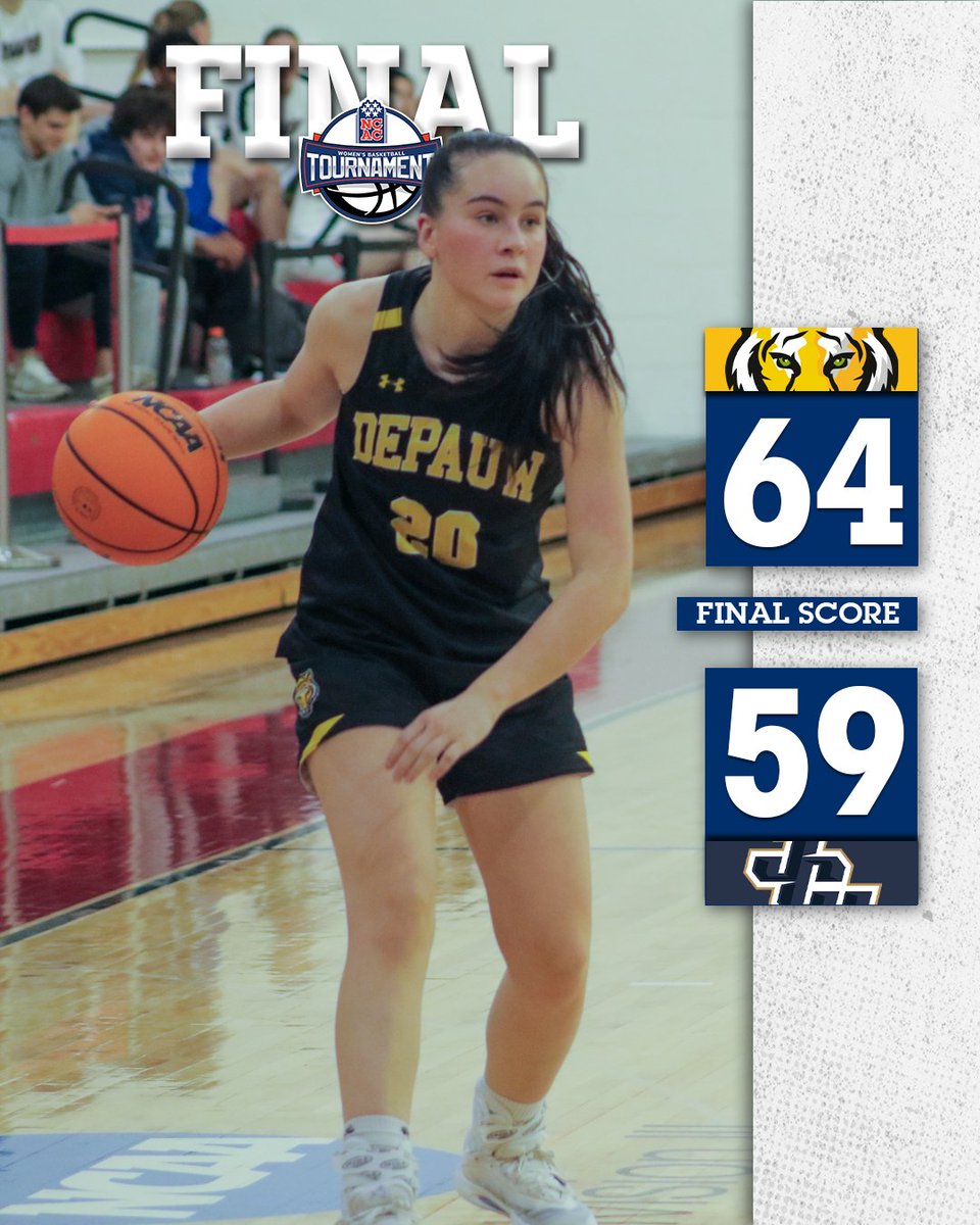 🏆 #ncacwbkb26 | Tourney Final

FINAL: No. 4 @DePauwAtheltics 64, No. 3 <a href="/jcusports/">John Carroll Sports</a> 59

The Tigers are the 2026 <a href="/NCAC/">NCAC</a> Women’s Basketball Tournament Champions, claiming their third consecutive title and a league-leading 10th overall tournament crown. 🏆