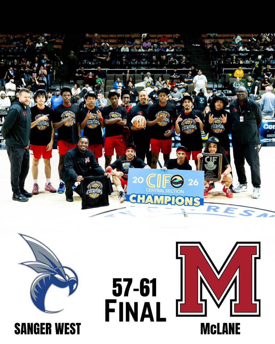 THE MCLANE HIGHLANDERS ARE THE CIF DIVISION IV CENTRAL SECTION CHAMPIONS!!!