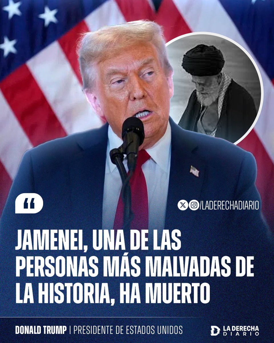 🚨🇺🇸🇮🇷 | #URGENTE DONALD TRUMP: "Jamenei, una de las personas más malvadas de la historia, ha muerto".