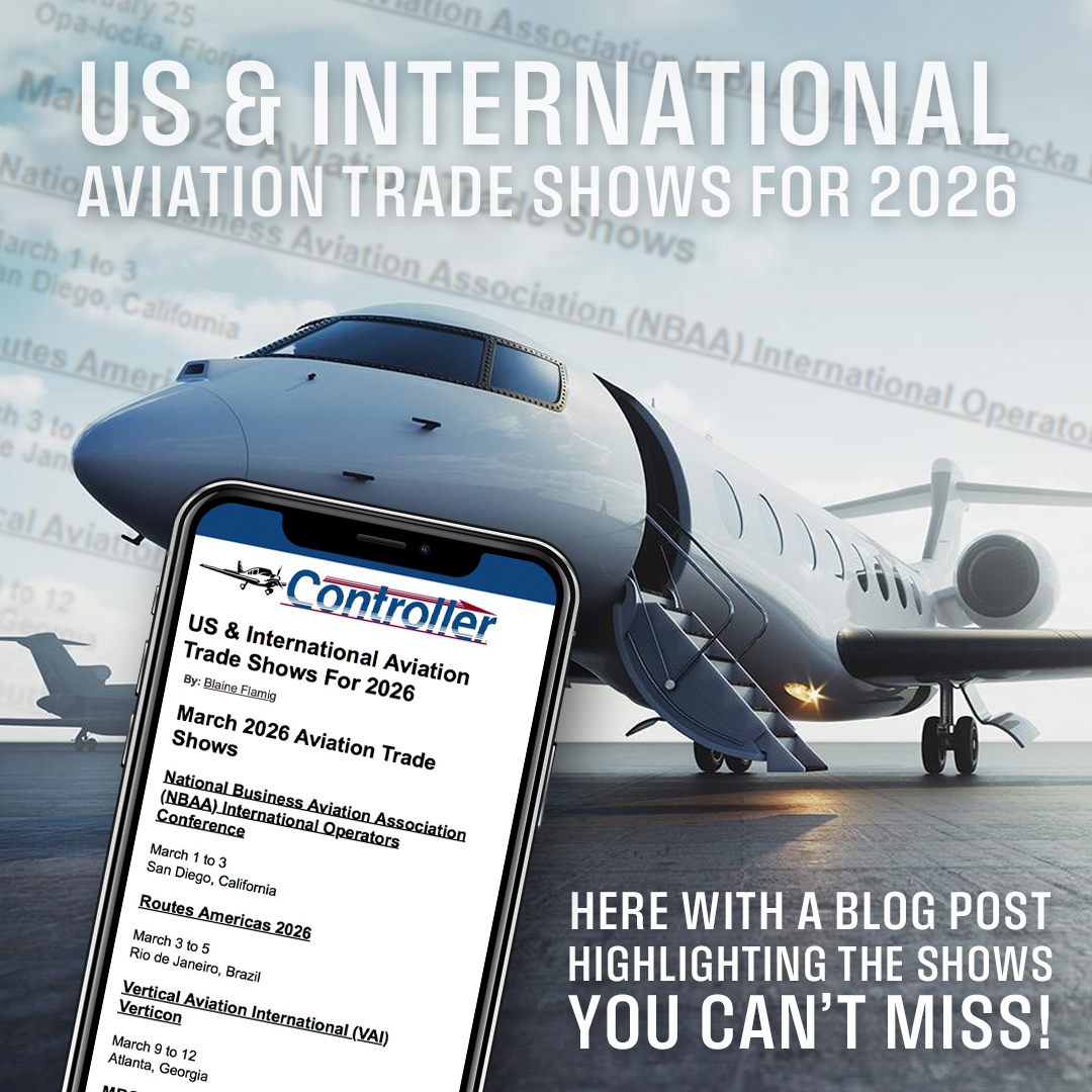 Controller's tweet image. ✈️ Calling all aviation pros &amp;amp; enthusiasts!

🔗 Read more: US &amp;amp; International Aviation Trade Shows For 2026 – ow.ly/IwvZ50Ymus6

#AviationEvents #TradeShows #AviationIndustry #Controller