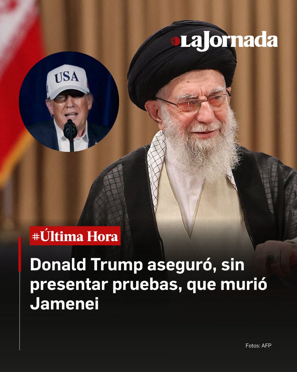⭕Donald Trump aseguró, sin presentar pruebas, que murió el líder supremo de Irán, el ayatollah Alí Jamenei, “una de las personas más malvadas de la historia”, a través de su cuenta de Truth Social.

“Esto no solo es justicia para el pueblo iraní, sino para todos los grandes
