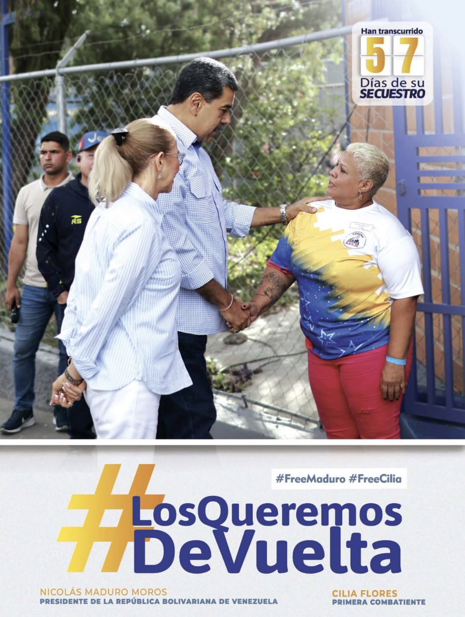 Francier_Ma's tweet photo. Venezuela los quiere de vuelta❤️‍🩹 ! 

57 días del secuestro del presidente Nicolás Maduro y el pueblo de Venezuela lo quiere de vuelta ❤️

#Venezuela #LosqueremosdeVuelta #freemaduroandcilia https://t.co/WWVhkyIFTC