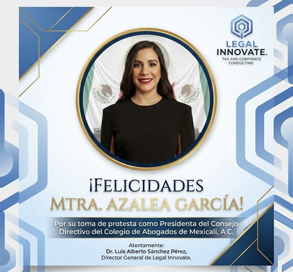TopicosFiscales's tweet photo. ¡Un gran orgullo para nosotros! ✨
Felicitamos a la Mtra. Azalea García por su toma de protesta como Presidenta del Consejo Directivo del Colegio de Abogados de Mexicali, A.C.

Reconocemos su trayectoria y estamos seguros de su éxito en este nuevo cargo. 🏆

#Abogados #Mexicali https://t.co/jTqo9pL5dG