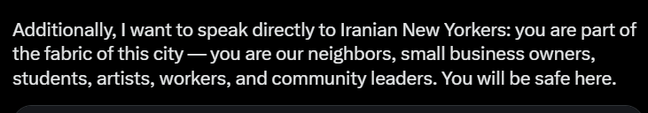LOLLLLLL yes I bet Iranian New Yorkers are feeling VERY unsafe now that the people who just gunned down 30,000 Iranians in the streets have been killed 😂