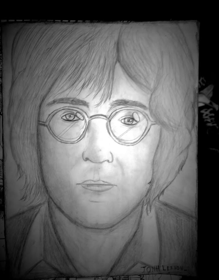 John Lennon desenhado no papel