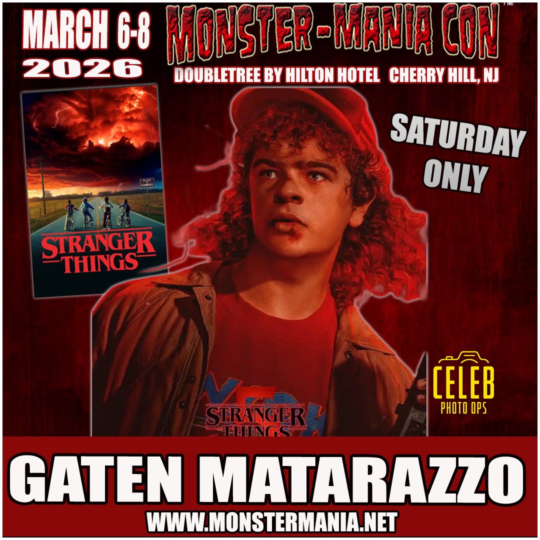 MonsterManiaCon's tweet photo. GATEN MATARAZZO joins CARA BUONO at #monstermaniacon Saturday MARCH 7!
TICKETS β¨https://t.co/s6mTPC8Sui
PHOTO OPS
https://t.co/ZGvNJ0ruOU
#strangerthings #horror #horrorfam #cosplay #cosplayers #NewJersey #delaware #Philadelphia #monstermaniacon #monstermania https://t.co/RLg6FQybvT