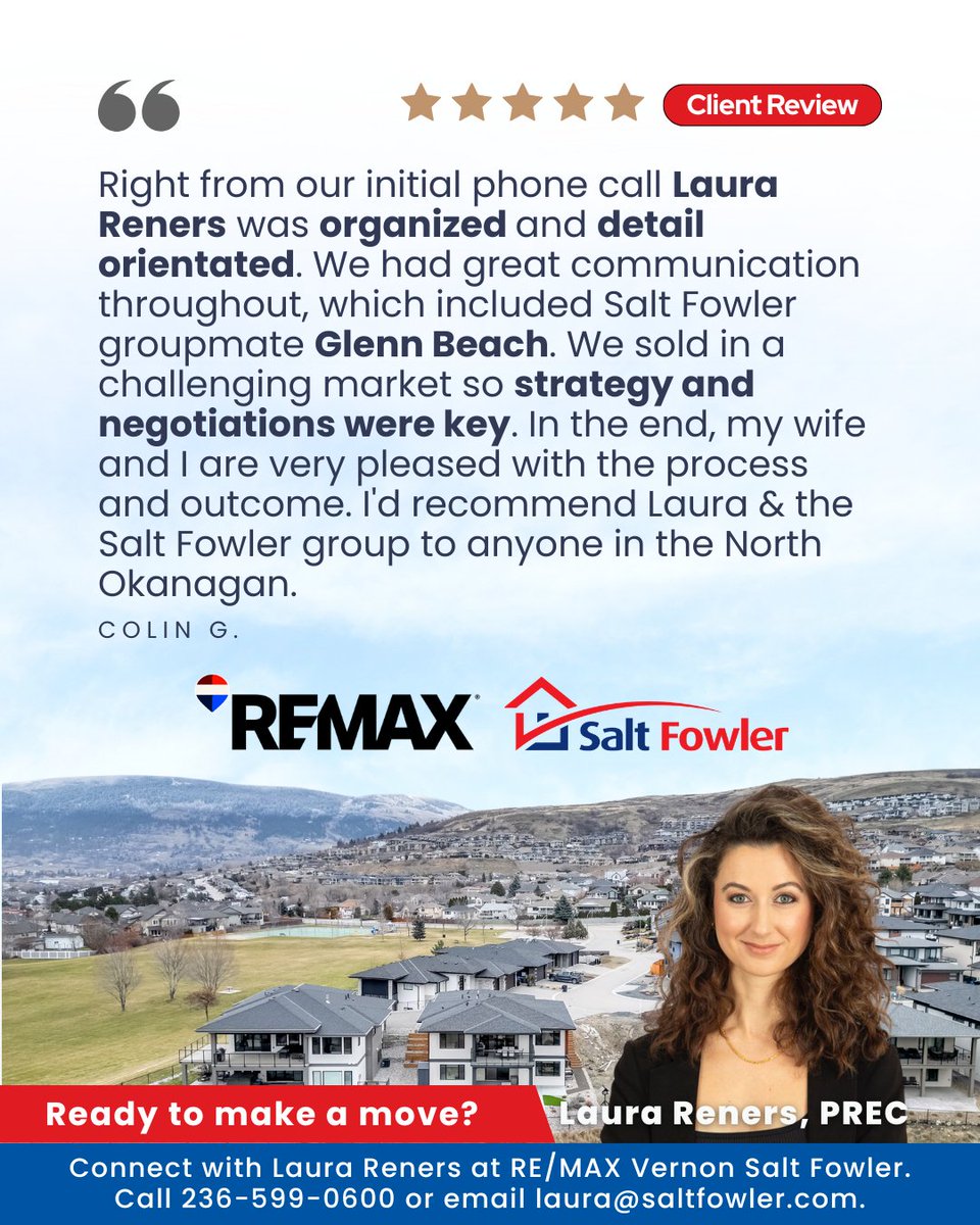 LisaSalt's tweet image. We’re so grateful for words like these. 🌟 It means everything to know our clients felt supported from start to finish. 💖

#JustAddSalt #SaltFowler #RemaxVernon #RealEstate #VernonRealtor #VernonRealEstate