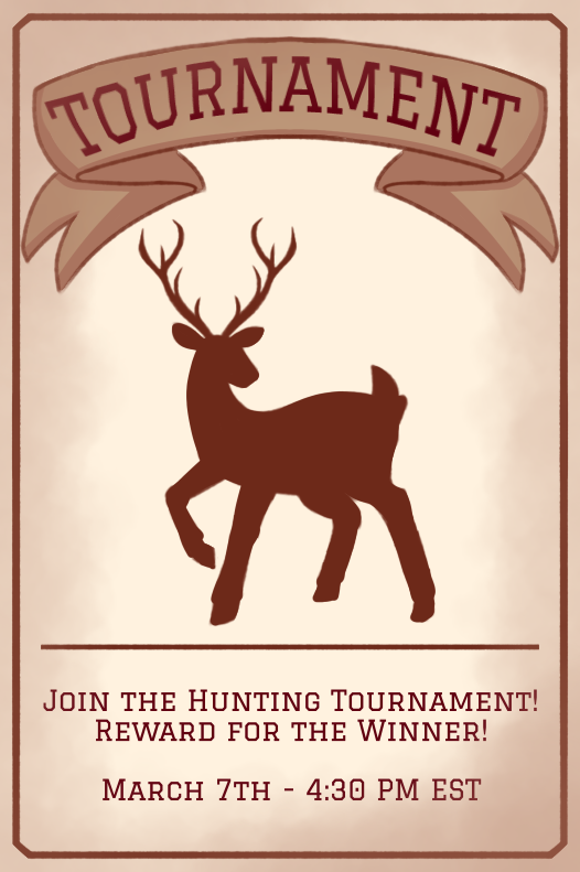 The Kingdom of Novastra is hosting a Hunting Tournament, one like never before! 

Will you enter? Will you win? Only one way to find out! 

Join #ArtoriaSMP on March 7th to watch our contestants compete!