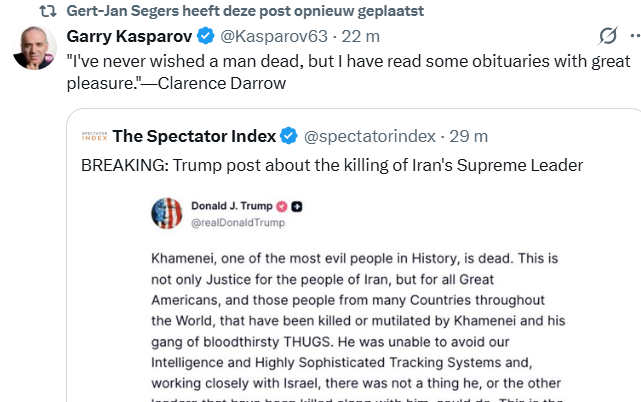 Gert Jan Segers die Kasparov retweet stond niet op mijn bingokaart vandaag, maar ik ben voor