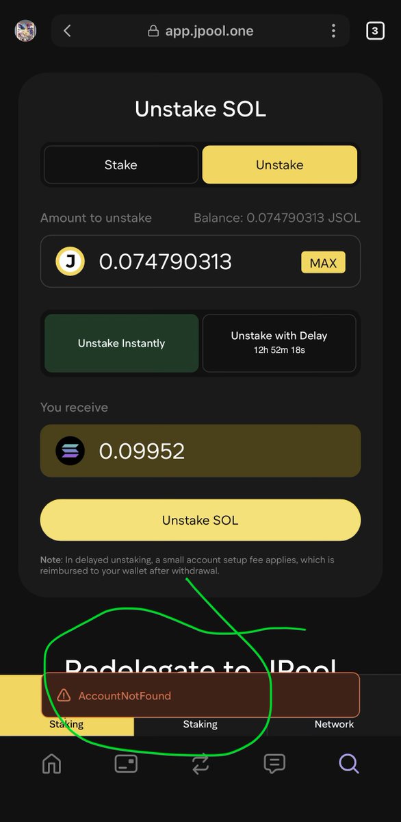 PhantomRiderTX's tweet image. ⁦@JPoolSolana⁩ I’m wondering if the smart contract here was broken? I have used Jpool a while with this being the first head scratcher…. Anyone have a similar experience or know what’s going? I’m even a Level 1 Holder(sorta like a VIP member) #smartcontract #jpool #whyme