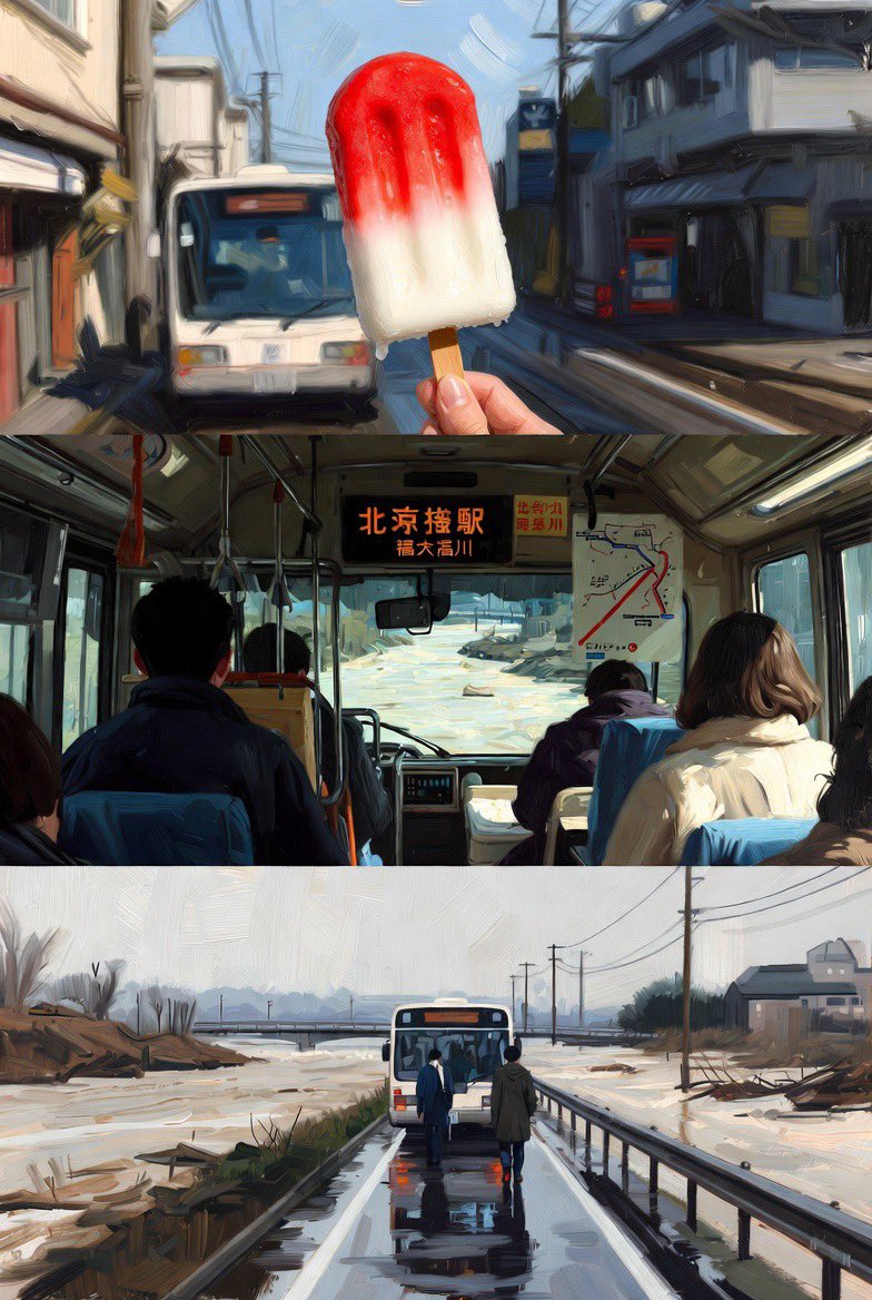 I woke up. I slept for six hours. My dream was... In the end, the bus from Kitami, Setagaya to Futakotamagawa was detoured due to the flooding of the Nogawa River, so I couldn't make it home, and so I walked home eating an ice cream cone. It was just an insignificant dream. The