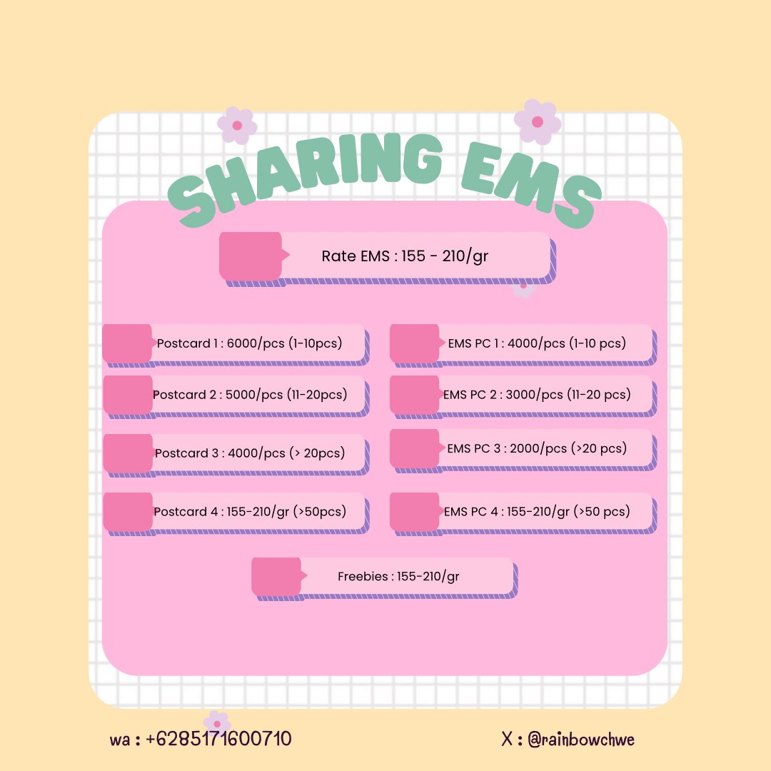 rainbowchwe's tweet photo. ✈️ SHARING EMS 🇰🇷🇮🇩

🇰🇷 RATE : 155-210/gr

✅ FREE FEE WH
✅ FREE FOTO ARRIVED KR
✅ UNBOXING ALBUM (Take Inclusion ONLY)
⚖️ FREEBIES ditimbang

MORE INFO : https://t.co/mkPDftHFjX https://t.co/v12pVI1Q98