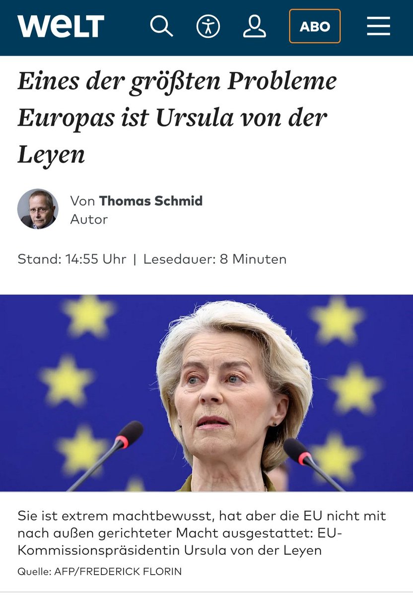 "Jedním z největších problémů Evropy je Ursula von der Leyen"

- Die Welt, jedno z největších německých médií