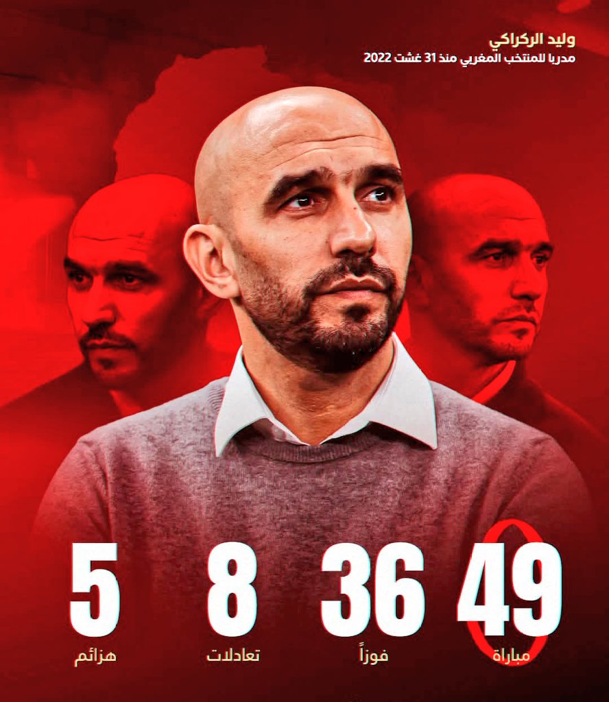 إحصائيات وليد الركراكي رفقة المنتخب المغربي ⚽🇲🇦🔥
