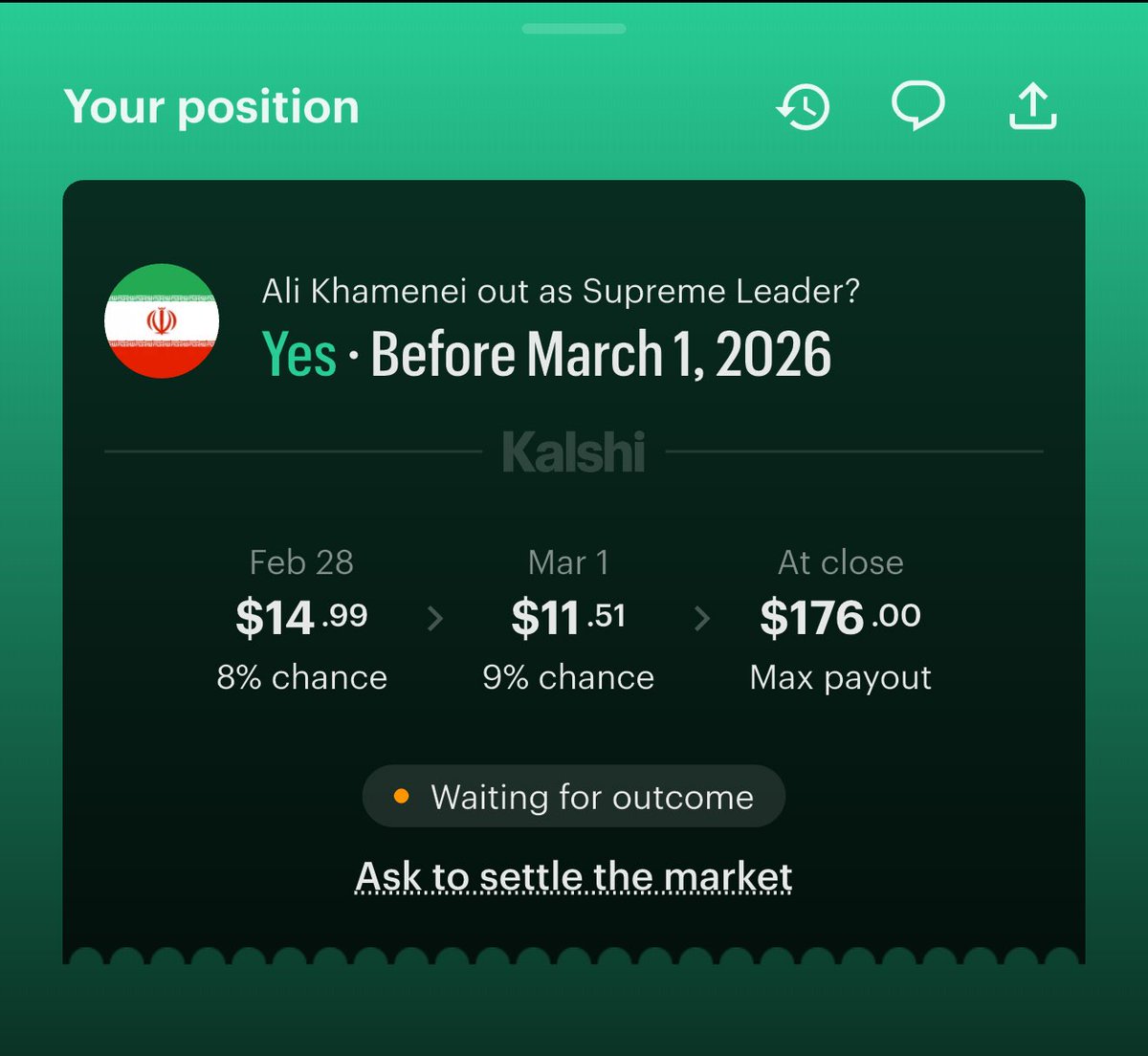 ZotaLane's tweet photo. @mansourtarek_ He’s out and it’s still February? Also adding a market on who’s taking control next is crazy work 🤔 do not buy into that market https://t.co/lXGr1UrL3y