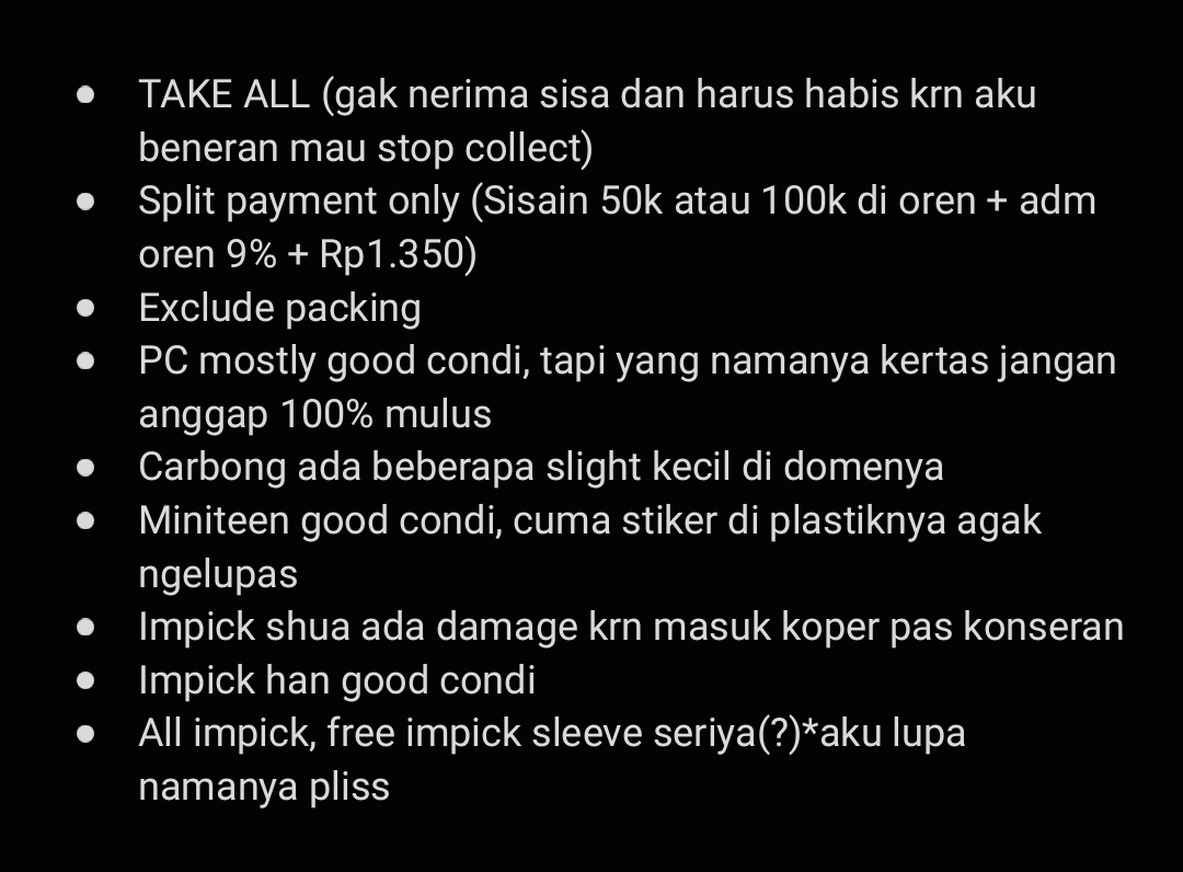 — ♡ wts ; want to sell
          details check on pic

📍 kendal, jawa tengah

t. pc photocard seventeen joshua jeonghan dokyeom jun lightstick carbong v3 miniteen shuasumi impick rh goyang rh japan