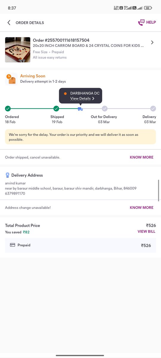 Chandan42432160's tweet photo. Worst service why are you delayed my order I should be today my order. https://t.co/b43lQYPxQq