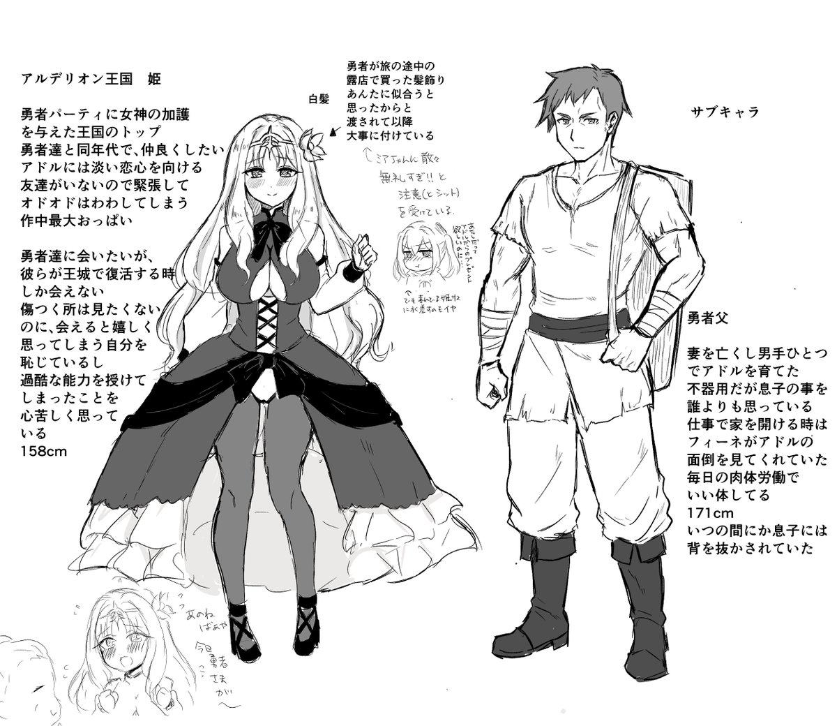 今描いてる勇者パーティつがいじめ本の登場人物たち 好みのキャラとかいたら教えてもらえると嬉しいです❣ 