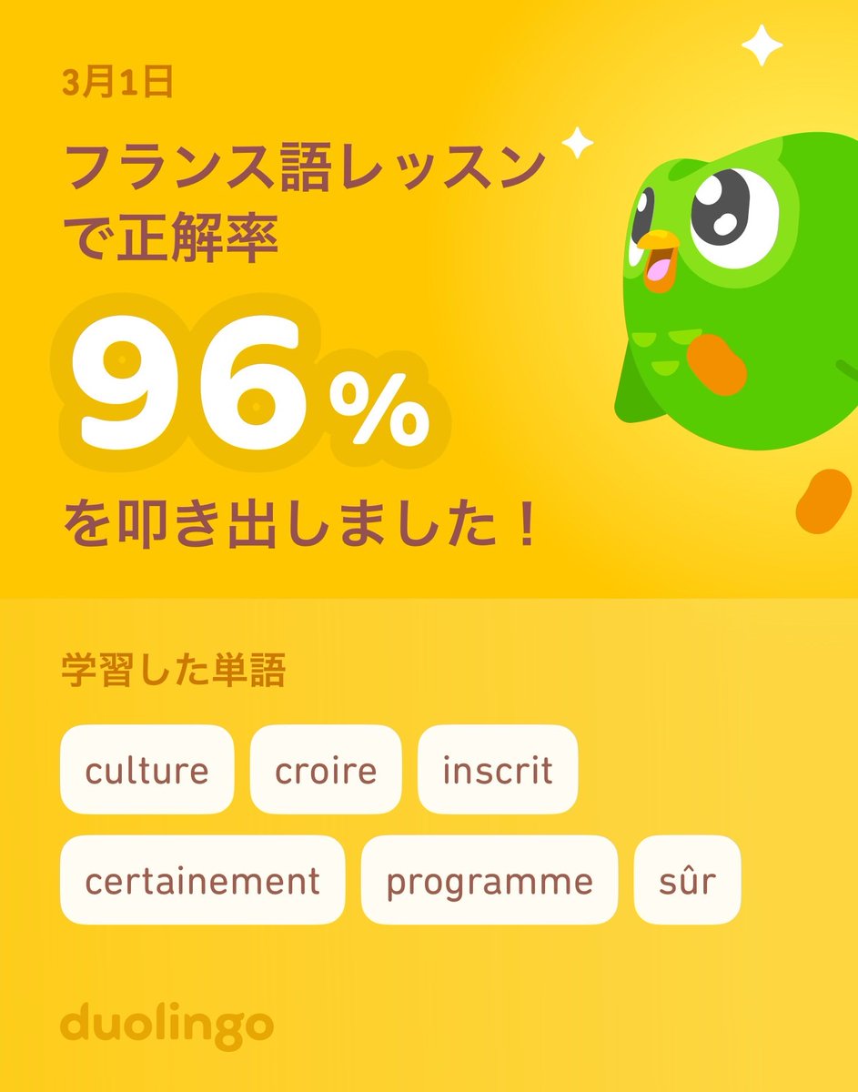 UkuleleAloha's tweet photo. Duolingoでフランス語を学習中だよ！ゲーム感覚で気軽にできるDuolingoで一緒に学びませんか？ https://t.co/Rq4sUBxCeb