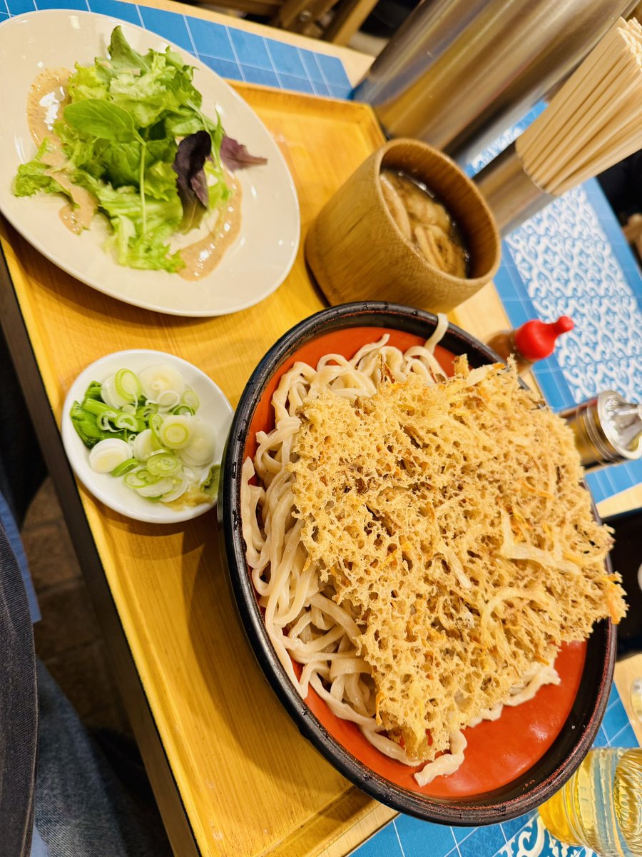 昼食 埼玉 所沢 武蔵野 伝統の味 涼太郎 肉汁天付つけめん LL かき揚げ