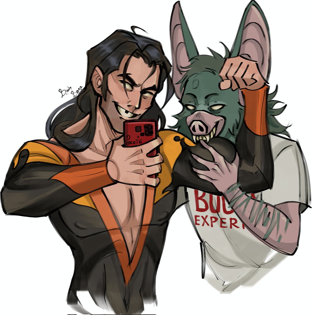 BbodyBbagz's tweet photo. My favourite boys 🤎💚

#flambae #sonar #dispatch #fanart #drawing #SonarDispatch https://t.co/DerU7qkShw