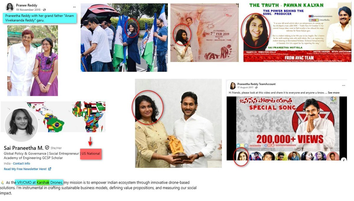 eclector1419857's tweet photo. Meet Pranee aka Praneetha reddy aka Muthyala Sai Praneetha Reddy

New Instagram "influencer" doing  many videos against the TDP + alliance Govt. these days.

Praneetha reddy made a song on pawan in 2017

She is the grand daugther of late Anam Vivekandanda Reddy, an US national. https://t.co/wTSoXQjO96