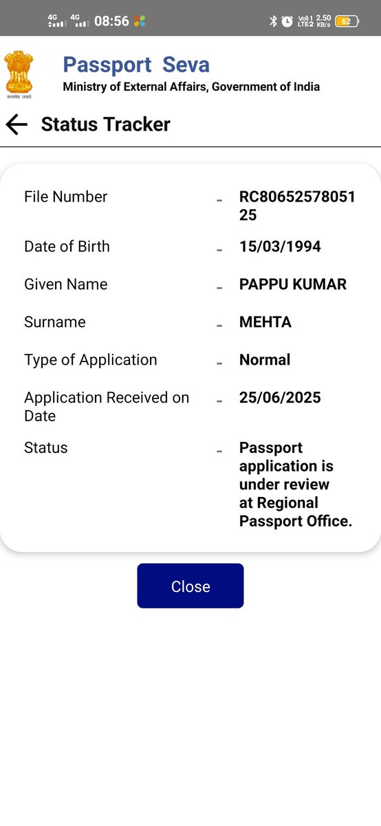 PAPPUKMR547's tweet photo. @rporanchi @seva_passp43959
​नमस्ते, 
मेरा फाइल नंबर RC8065257805125 है। स्टेटस बहुत दिनों से 'Under Review' दिखा रहा है। कुछ निजी कारणों से मैं अभी रांची ऑफिस (RPO) नहीं आ सकता हूँ। कृपया मेरी अपलोड की गई NOC को ऑनलाइन ही चेक करके फाइल आगे बढ़ाने की कृपा करें।
​धन्यवाद! https://t.co/zkpQNd0USF