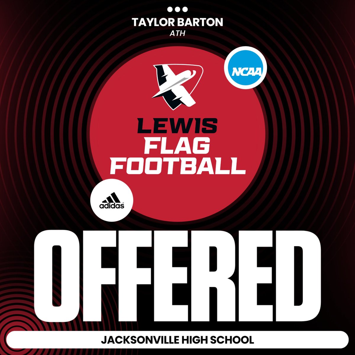 TaylorBarton07's tweet photo. #AGTG 🙏🏽 I am blessed to receive an offer from Lewis university !! ❤️🖤🤍@LewisUniversity @LewisFlagFB https://t.co/dVfXIKnPqt