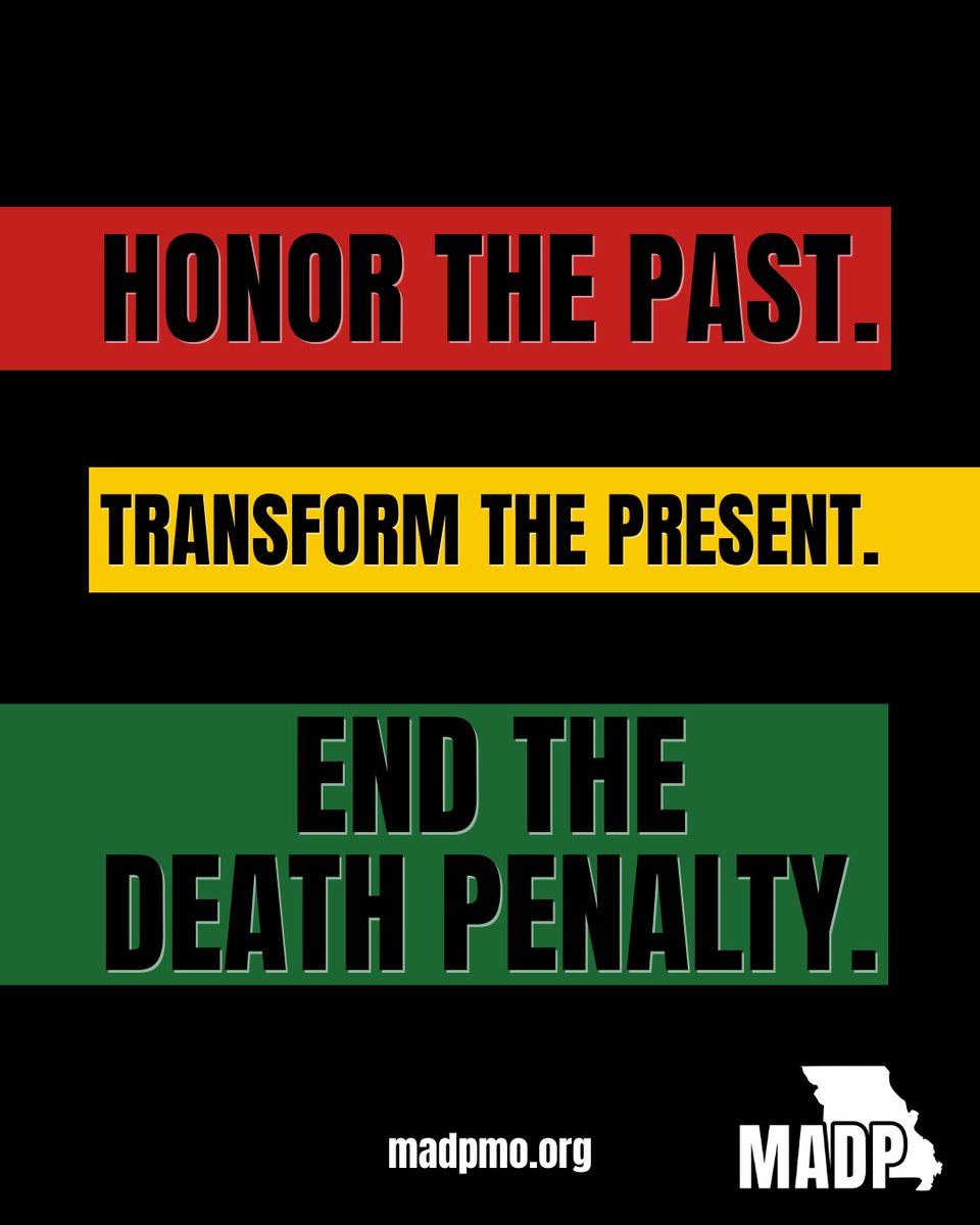 MADPMO's tweet photo. A world where people of color are not disproportionately represented in prisons and on death rows. #abolishthedeathpenalty #BlackHistory https://t.co/PAVR2F8Jvo