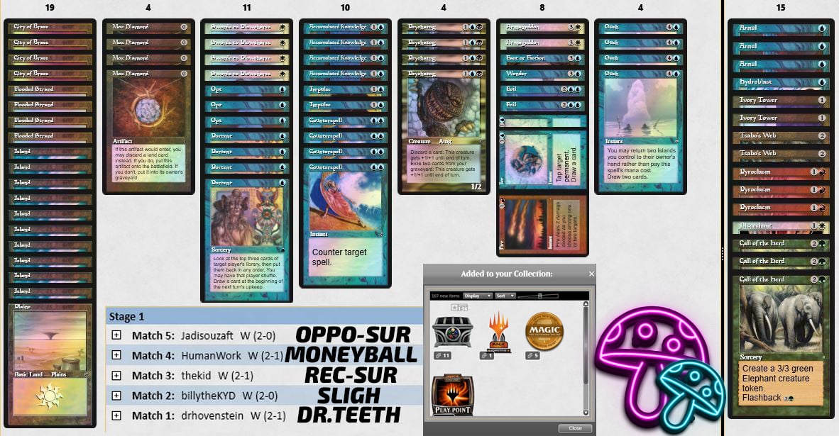 Another 5-0 with <a href="/nachobrr/">Nacho Technoliga</a> UW Tog. So far we at 4 leagues with a record of 19-1.

I think this might be one of the best decks in the format.

MIGHT want one more Disenchant effect in the 75, not certain yet though.

Killer job on the list Nacho