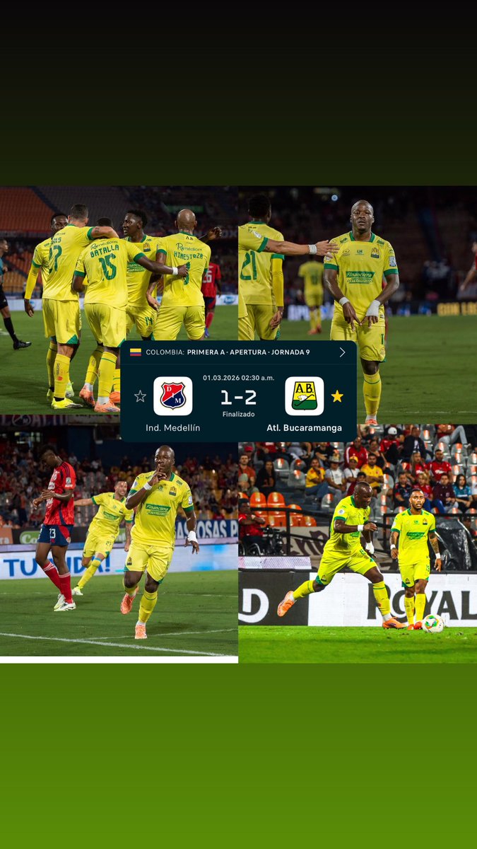 Cxcleopardotv's tweet photo. Ganó el Leopardo 🔰 

#AtleticoBucaramanga vuelve a la senda de la victoria luego de imponerse 1-2 al #DIM en el Atanasio, con dos goles de Emerson Batalla el equipo de Leonel Álvarez sigue invitado en la Liga y ya suma 14 puntos en 9 fechas disputadas https://t.co/5aVaSJ2j9w