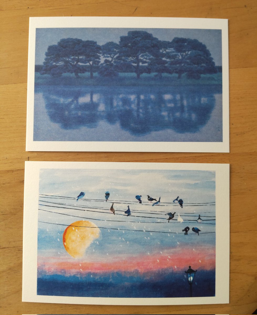 ポストカードは東山魁夷「夕涼」、池田遙邨「旭譜」を買いました。