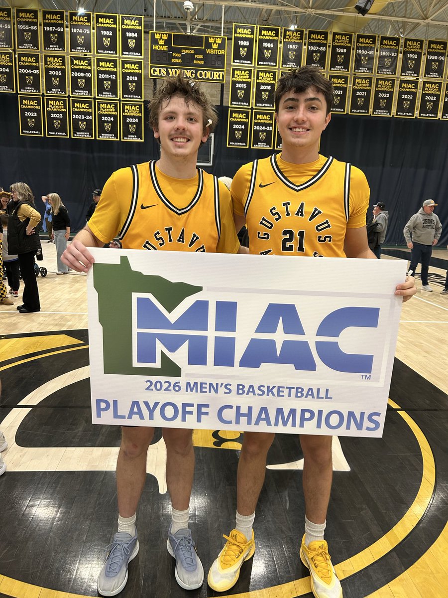 LNHSBoysHoops's tweet photo. Congrats Andrew, Drew, &amp; Gustavus on winning the MIAC playoffs tonight!

#PantherProud https://t.co/EtbJlZrAA5