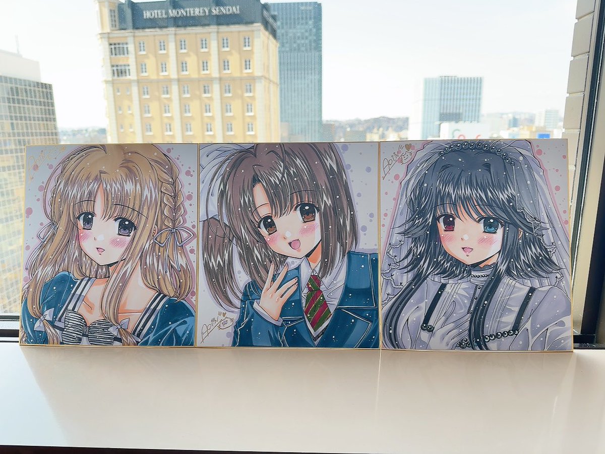 おはようございます☀ 無事に色紙3枚も仕上がりまして、来場時間まで