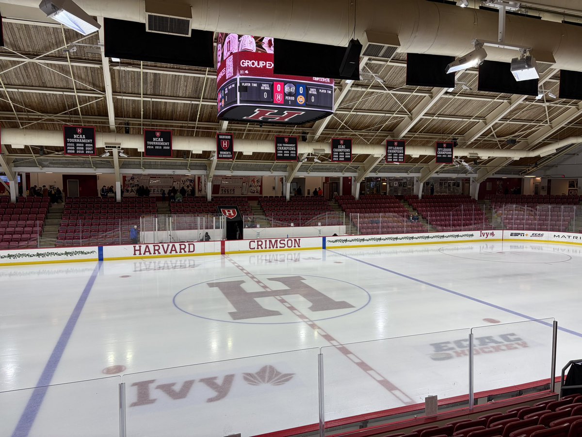 Nick_Olsen10's tweet photo. From the Bright-Landry Hockey Center for the final day of the regular season. It’s @HarvardMHockey hosting @QU_MIH. 

Quinnipiac looking to clinch its sixth straight Cleary Cup. Ethan Wyttenbach needs four points to break the Quinnipiac single season point record. 

A lot on the line, stay tuned for live updates. 

@Q30Sports | #ECACHockey