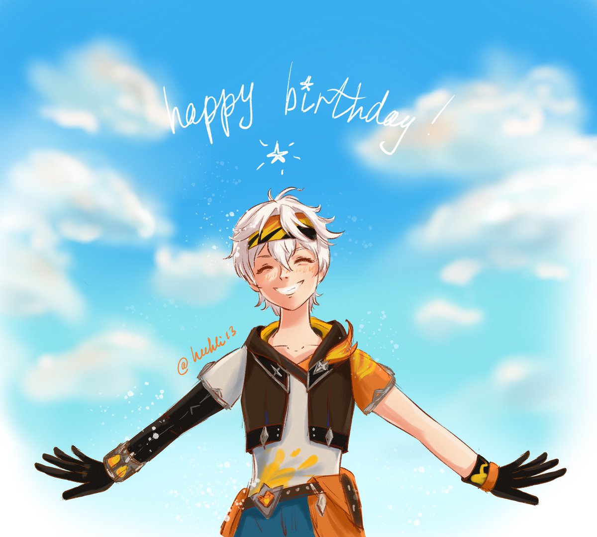 KeyOfKaveh's tweet photo. Happy birthday, Bennett, our Lucky star! #bennett #GenshinImpact #genshinart #fanart #gens https://t.co/gypCZfv7Iu
