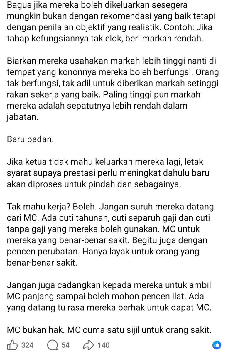 Meluat. Mulalah ada OKU card. Hello. Attitude problem is DIFFERENT than mental illness. 

Nah baca perspektif pakar psikiatri. Yang ni tentang pekerja yang datang nak minta laporan konon ada masalah mental tapi sebenarnya lack of skills. 

Menyampah