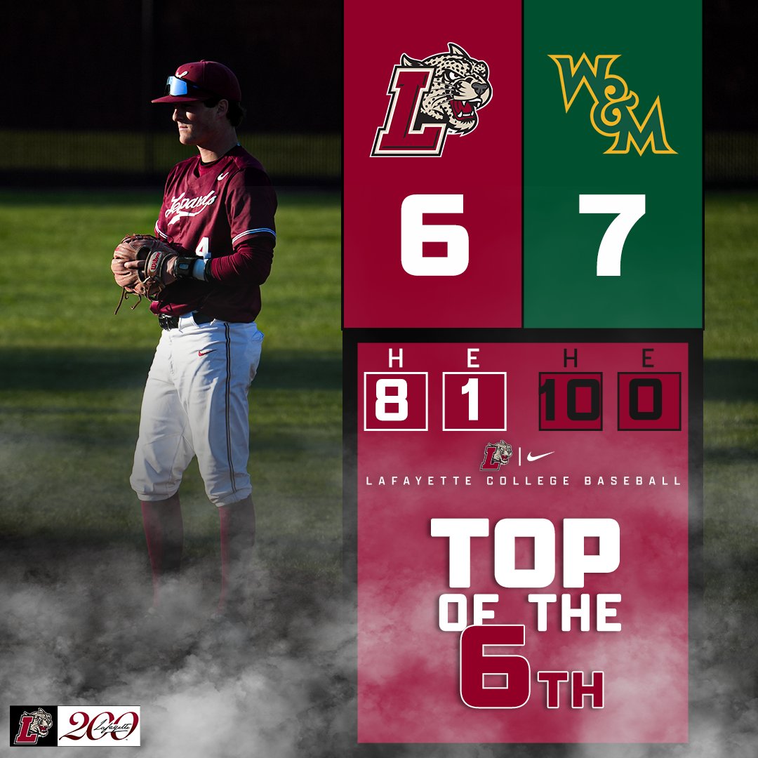 LafayetteBsbl's tweet photo. T6: A home run by Boden Fernsler makes it a one run game.

#RDP #RollPards #ClimbTheHill #LafayetteCollege200 https://t.co/CfGyZ8ABKC