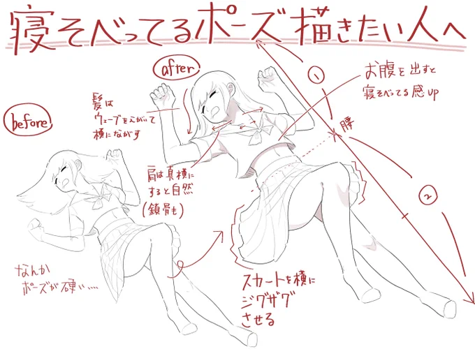 寝そべってるポーズ描きたい人へ 
