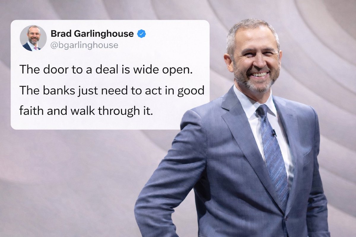💥🇺🇸 DEAL DOOR WIDE OPEN 🇺🇸💥

Brad Garlinghouse says the door to a deal is wide open. Crypto has already made concessions. Now it’s the banks’ turn.

So what’s the holdup?

Are banks protecting stability… or protecting control?

Time to decide.

#RLUSD 🤝 $XRP