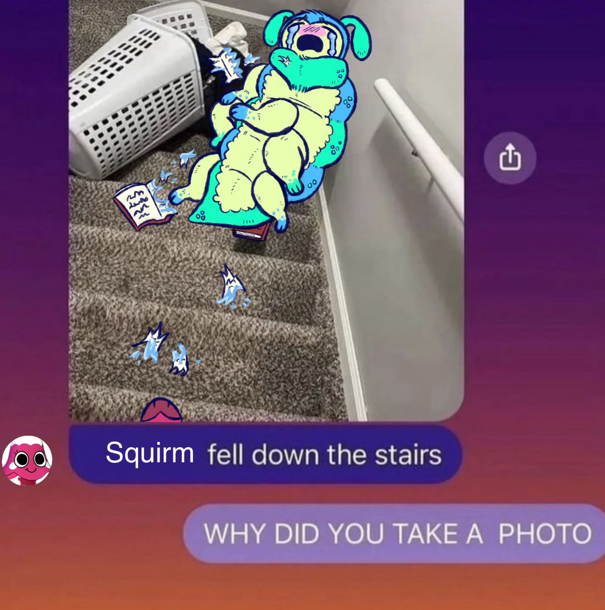 #dandysworld pathetic little worm falls down stairs and dies 💔