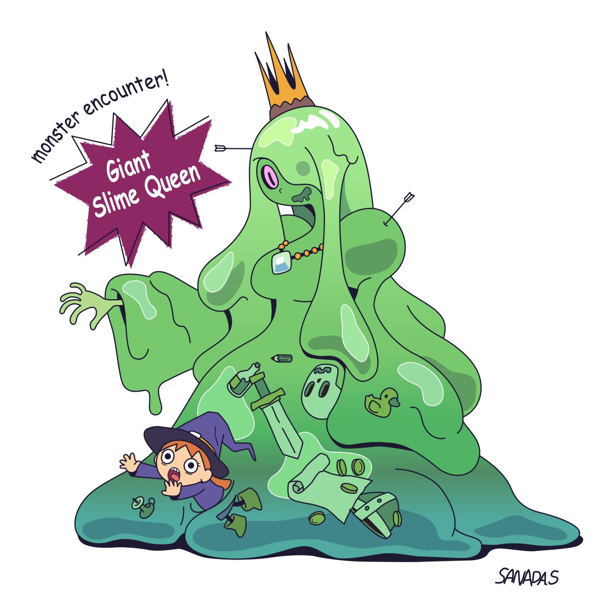 「過去絵再掲。モンスターがあらわれた!」|サナダシン＠絵仕事中のイラスト