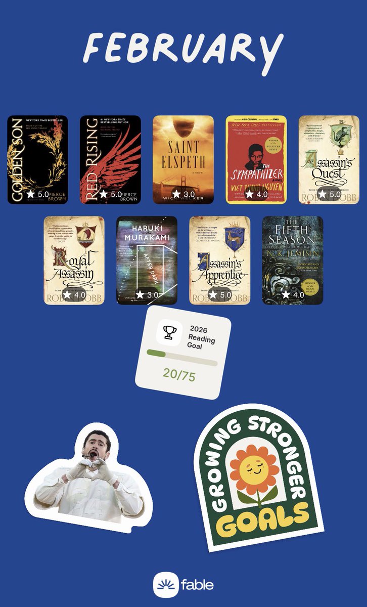 samaudily's tweet photo. Here’s my February wrap up. 2 fewer books than last month but 600+ more pages. #books #booktwt #booklovers https://t.co/VkY2bCORCO