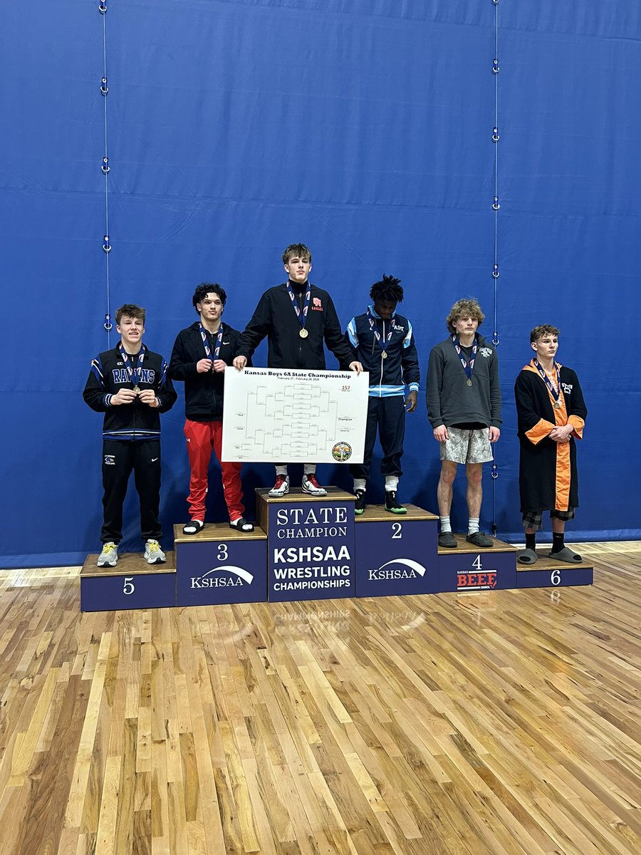 sportsinkansas's tweet photo. 6A Boys 157# State Wrestling Results

•1st Place - Blake Samuelson of Olathe North
•2nd Place - Donald Jackson of Wichita East
•3rd Place - Baron Rosas of Maize
•4th Place - Quentin Williams of Derby
•5th Place - Cannon Klukvin of Olathe Northwest
•6th Place - Colin Cummings of Shawnee Mission Northwest
 
1st Place Match
•Blake Samuelson (Olathe North) 51-4, Sr. over Donald Jackson (Wichita East) 43-4, Jr. (Dec 4-3)
 
3rd Place Match
•Baron Rosas (Maize) 16-5, Fr. over Quentin Williams (Derby) 44-12, Sr. (Dec 10-3)
 
5th Place Match
•Cannon Klukvin (Olathe Northwest) 46-12, Jr. over Colin Cummings (Shawnee Mission Northwest) 47-10, Jr. (Dec 7-5)

Top 6 places eligible for all-state patches from Sports In Kansas. Order at sportsinkansas@gmail.com #sportsinkansas