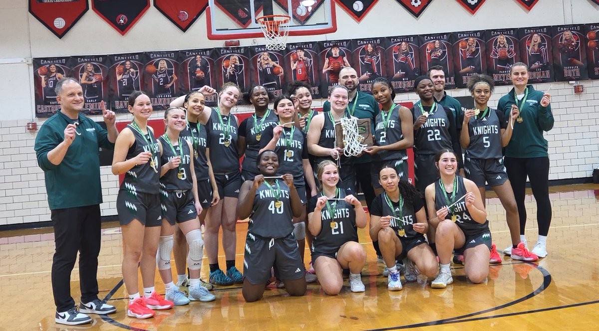 NordoniaGBB's tweet photo. FOR THE FIRST TIME IN SCHOOL HISTORY THE NORDONIA LADY NIGHTS ARE DISTRICT CHAMPS!!! 61-55 win over Perry in Overtime!!! 💚🏀🏆 https://t.co/JsO2rXxLVC
