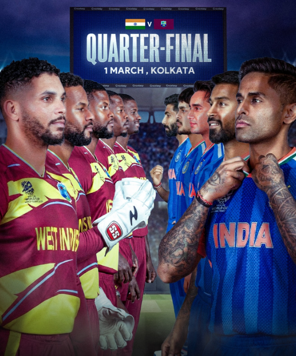 mycrichd's tweet photo. Live Today: India vs West Indies will now be a knockout match on Sunday.  Sign Up Now https://t.co/DsqU18xQDg

Experience every six, every wicket, and every thrilling moment of the ICC Men’s T20 World Cup 2026 — LIVE in breathtaking 4K UHD quality. https://t.co/Pg1nUlknUi