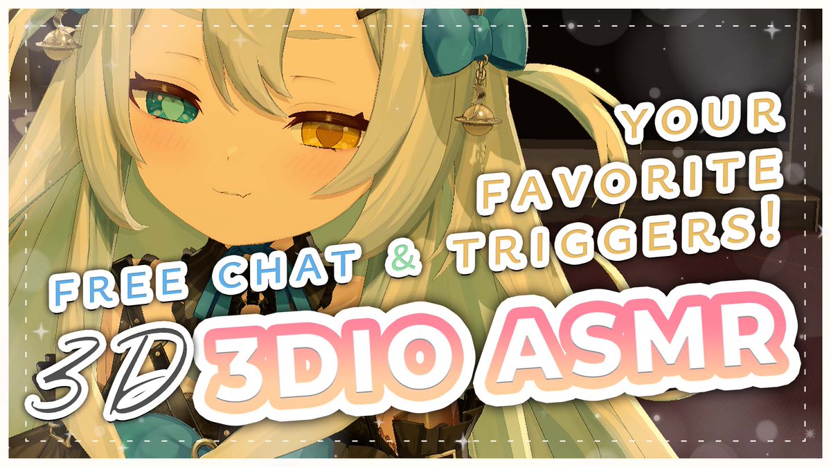 ㅤ𝗦𝗧𝗥𝗘𝗔𝗠 𝗔𝗡𝗡𝗢𝗨𝗡𝗖𝗘𝗠𝗘𝗡𝗧
⸸ ────────────────── ⸸

▸ 🖥️ 3DIO ASMR
▸ 🔗 youtube.com/live/D6kMPjx5W…

I'm feeling a little bit sick today, so let's soothe each other, aku! 🩵 
Lots of chatting and practising your favorite triggers!!