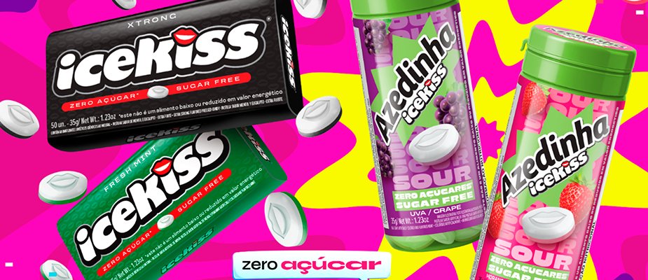 trazaconta's tweet photo. Ice Kiss passa por rebranding e lança nova linha zero açúcar. Agora a balinha tbm entra na onda do consumo mais consciente. https://t.co/pwxWXnKwPN
