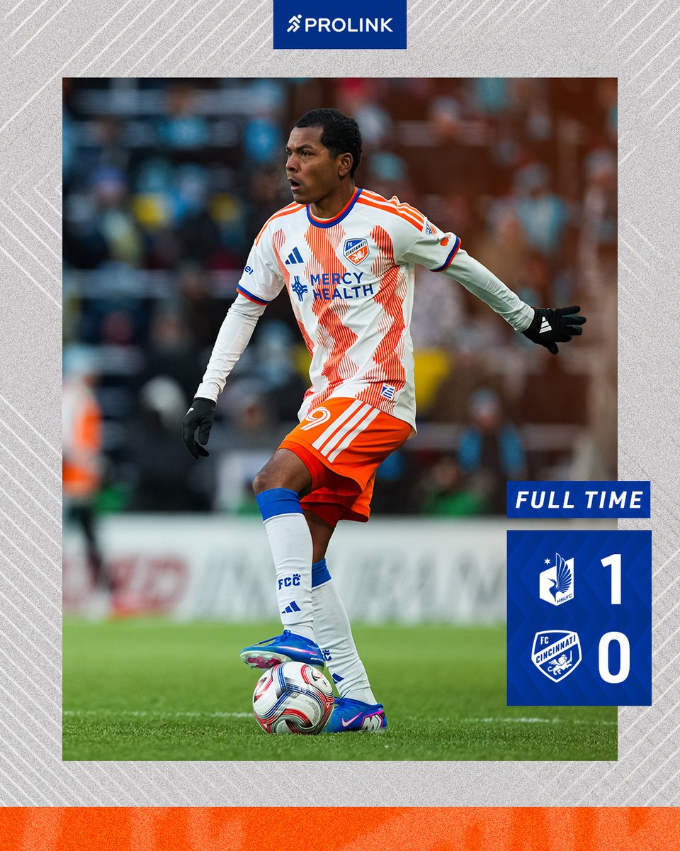 fccincinnati's tweet photo. Final. 

We’ll bounce back! 🔸🔹

#AllForCincy | #MINvCIN | 1-0 https://t.co/ZeN6oFL2Bz